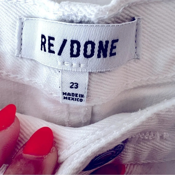 Re/done new with tags size 23 white destroyed 70’s stove pipe cropped jeans - Picture 11 of 14